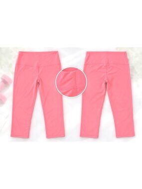 Sunzel Women's Cropped Leggings Solid Pink New With Tags Stretchy Comfy Size S